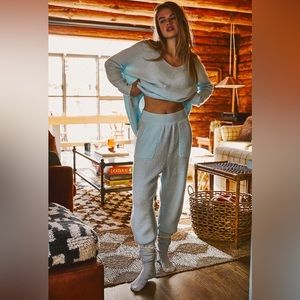 NEW: Free People Intimately C.O.Z.Y Waffle Knit Tunic Sweater In Neon Sky